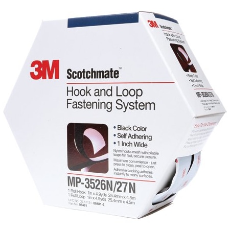 3M 1'' x 15', Black 3M MP3526N/MP3527N Scotchmate Combo Pack Fasteners DK3M162